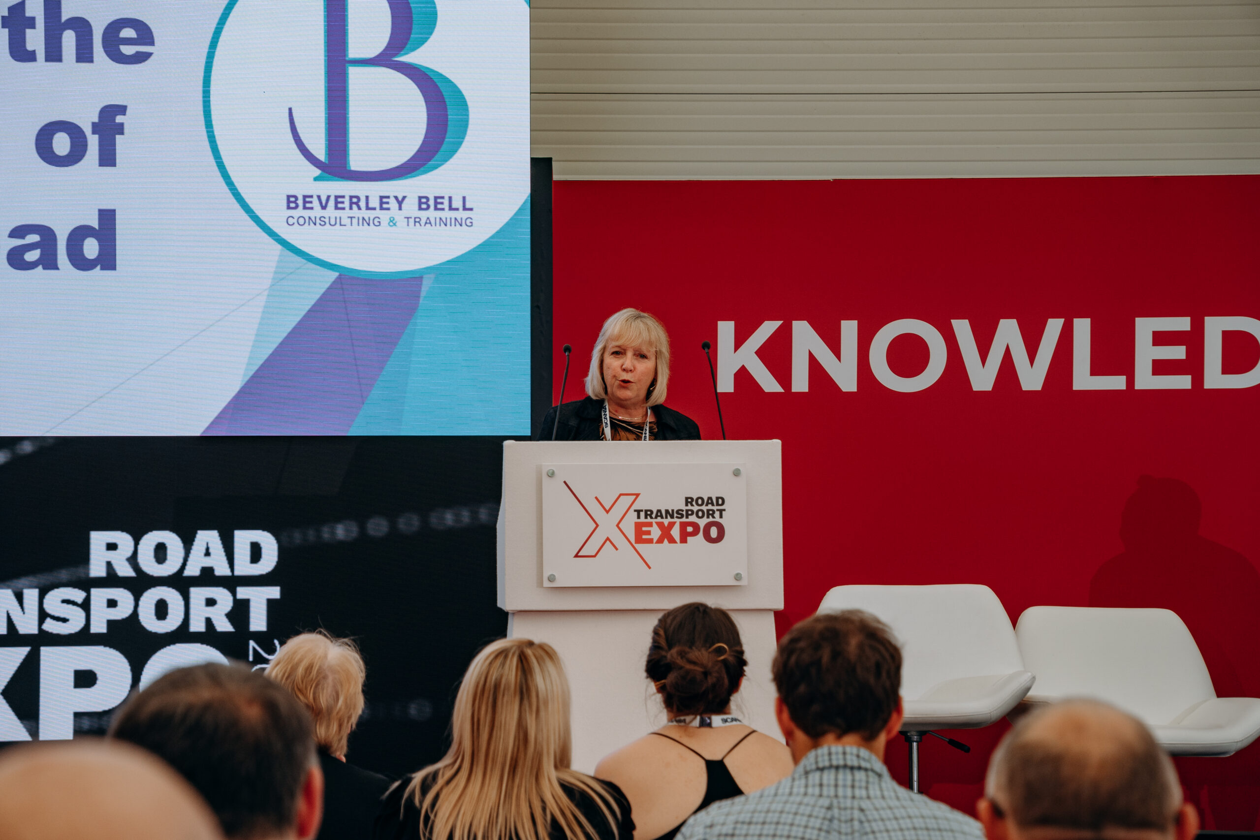 Beverley Bell speaking at transport industry event UK